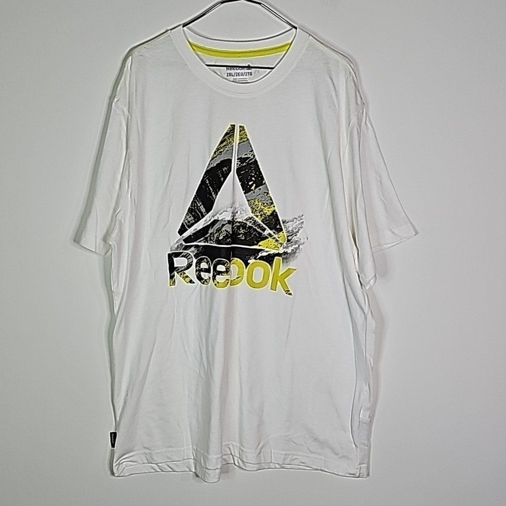 Reebok 2XL white and yellow short sleeve shirt